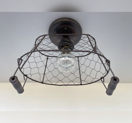 CHICKEN WIRE Farmhouse Ceiling Light - Rectangular
