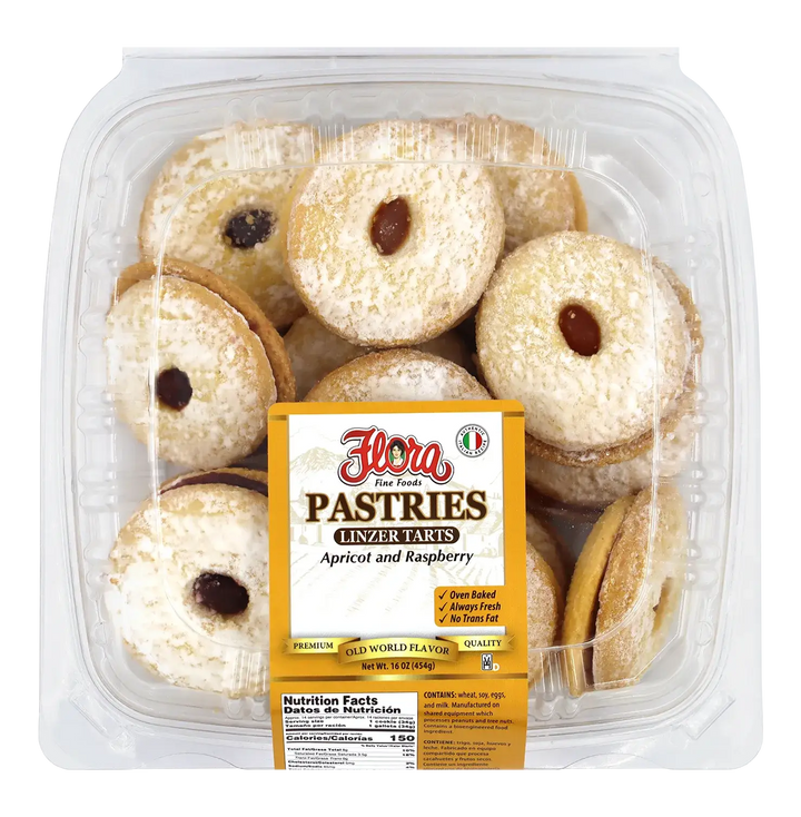 Linzer Tarts - Apricot and Raspberry - 16 oz