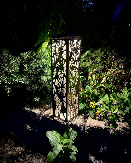 Floral Burst Steel Luminary Pillar | Multiple Sizes