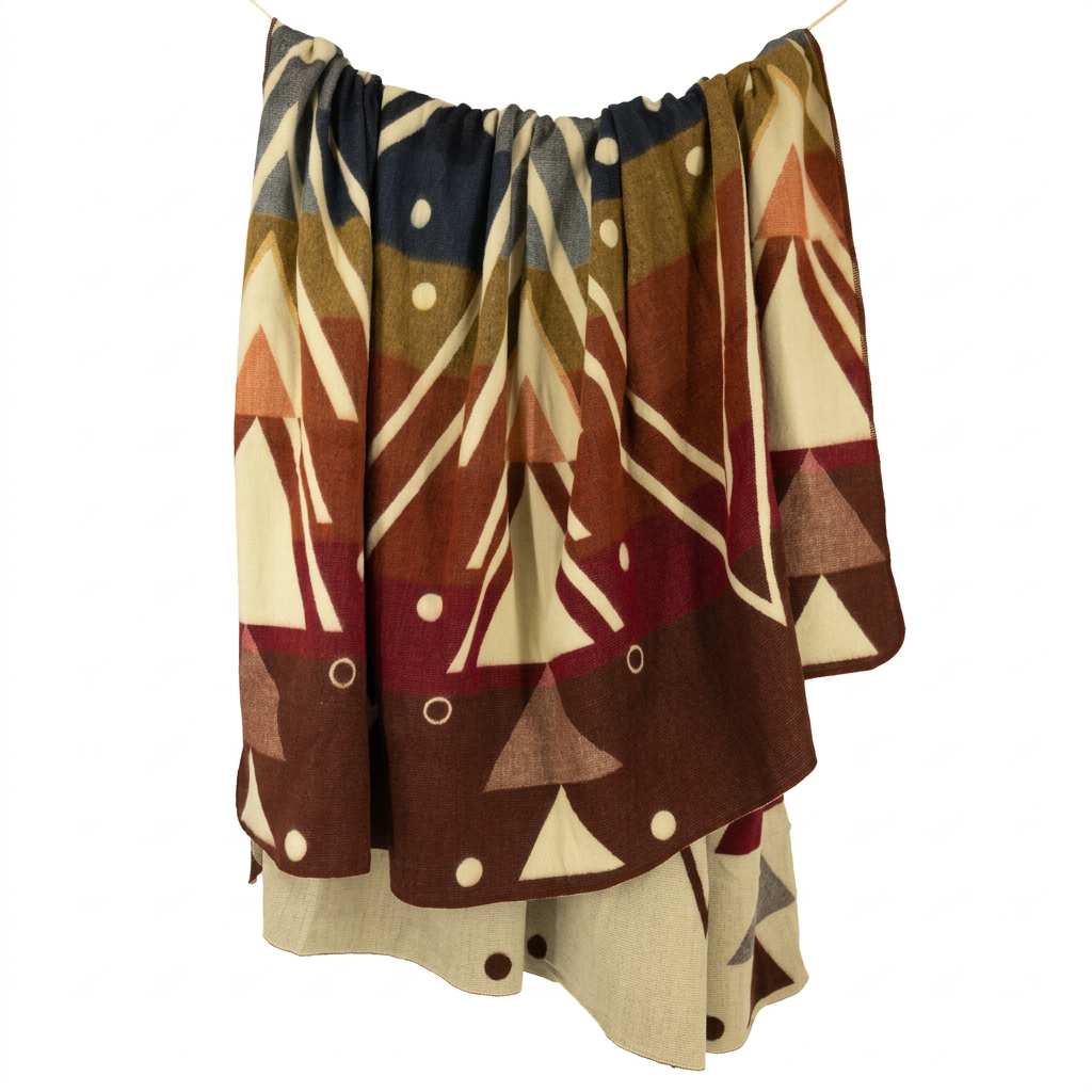 Reversible Handwoven Alpaca Throw Blanket | Chevron Red, Blue, Peach & Brown | Yachana Collection