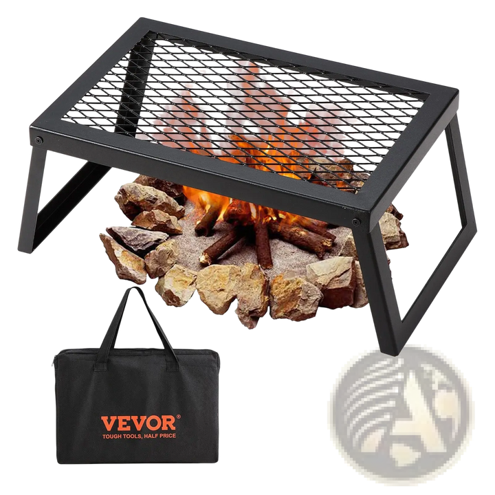 Folding Campfire Grill Heavy Duty Steel Mesh Grate 18in