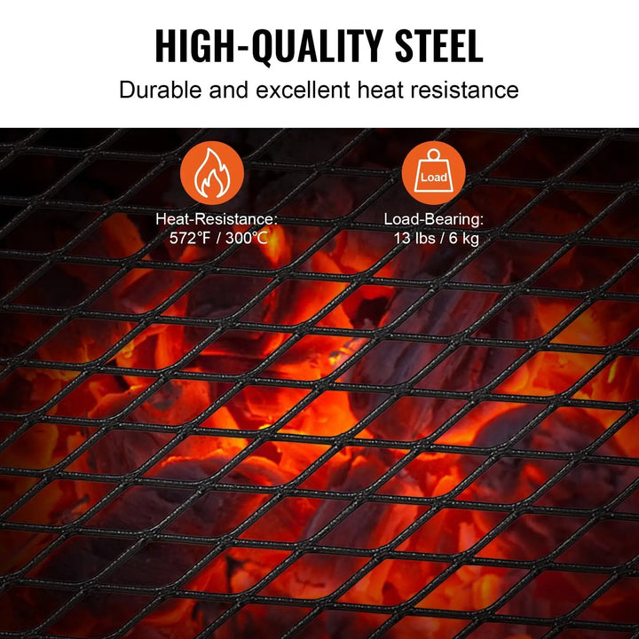 Folding Campfire Grill Heavy Duty Steel Mesh Grate 18in
