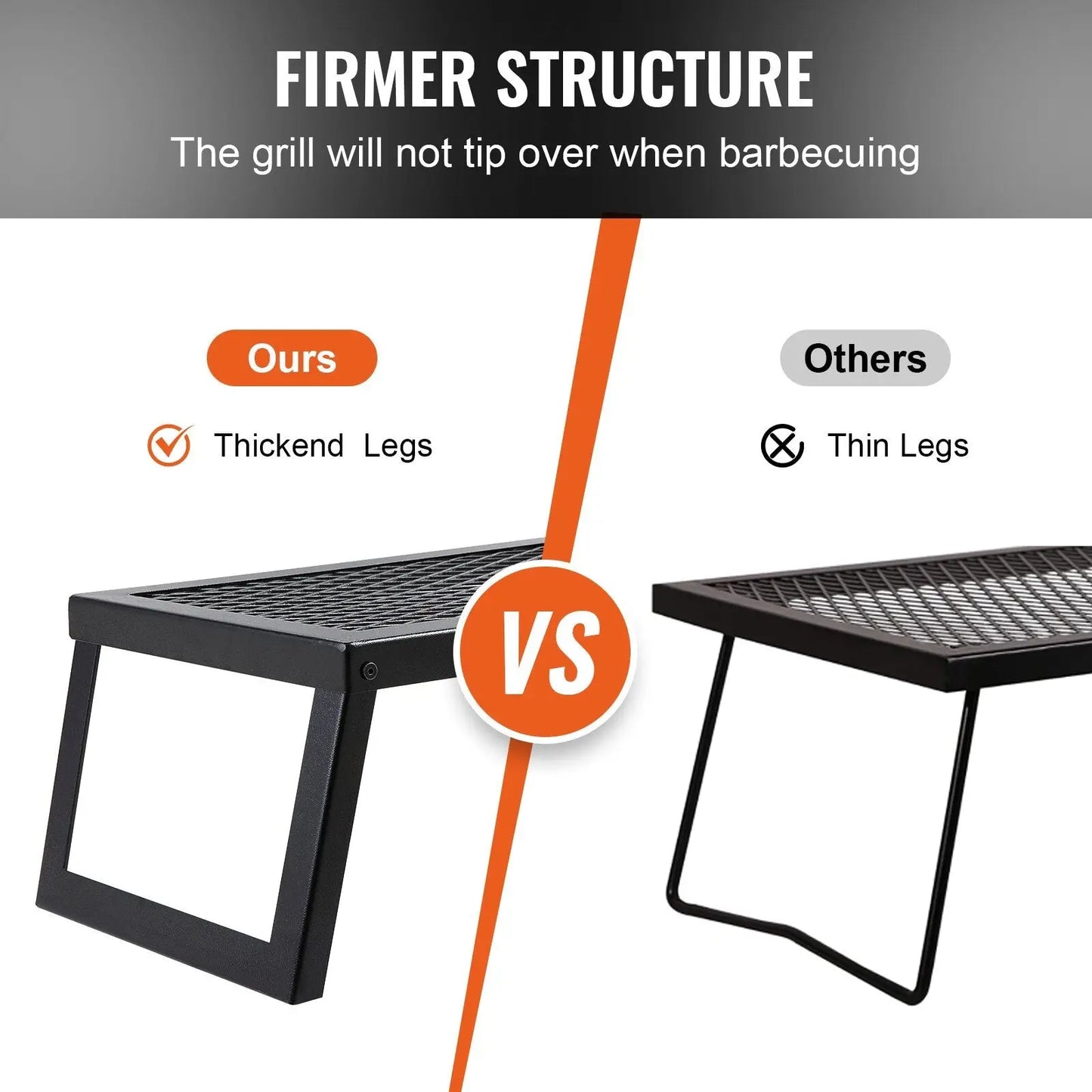 Folding Campfire Grill Heavy Duty Steel Mesh Grate 18in