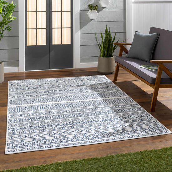 Freshwater White&Blue Outdoor Rug - Clearance