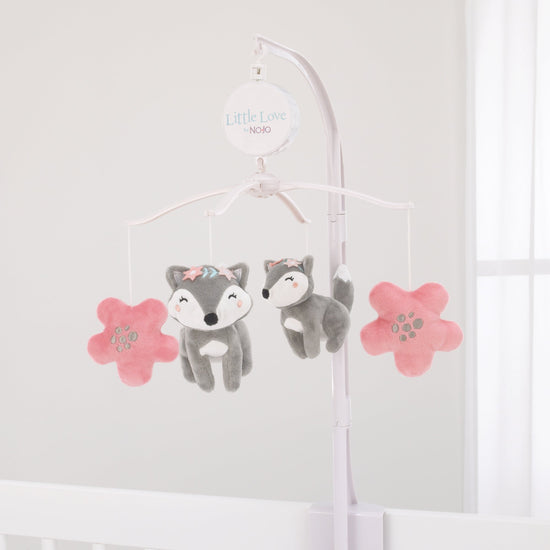 Desert Flower - Fox and Flowers Pink and Grey Musical Mobile
