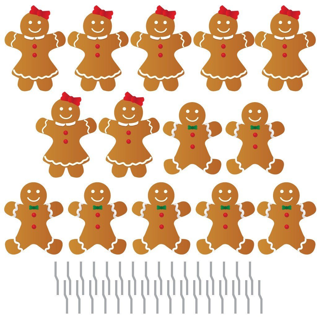 Gingerbread People Pathway Markers Christmas Yard Cards 16 piece set