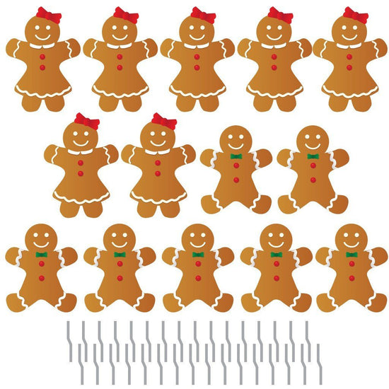 Gingerbread People Pathway Markers Christmas Yard Cards 16 piece set