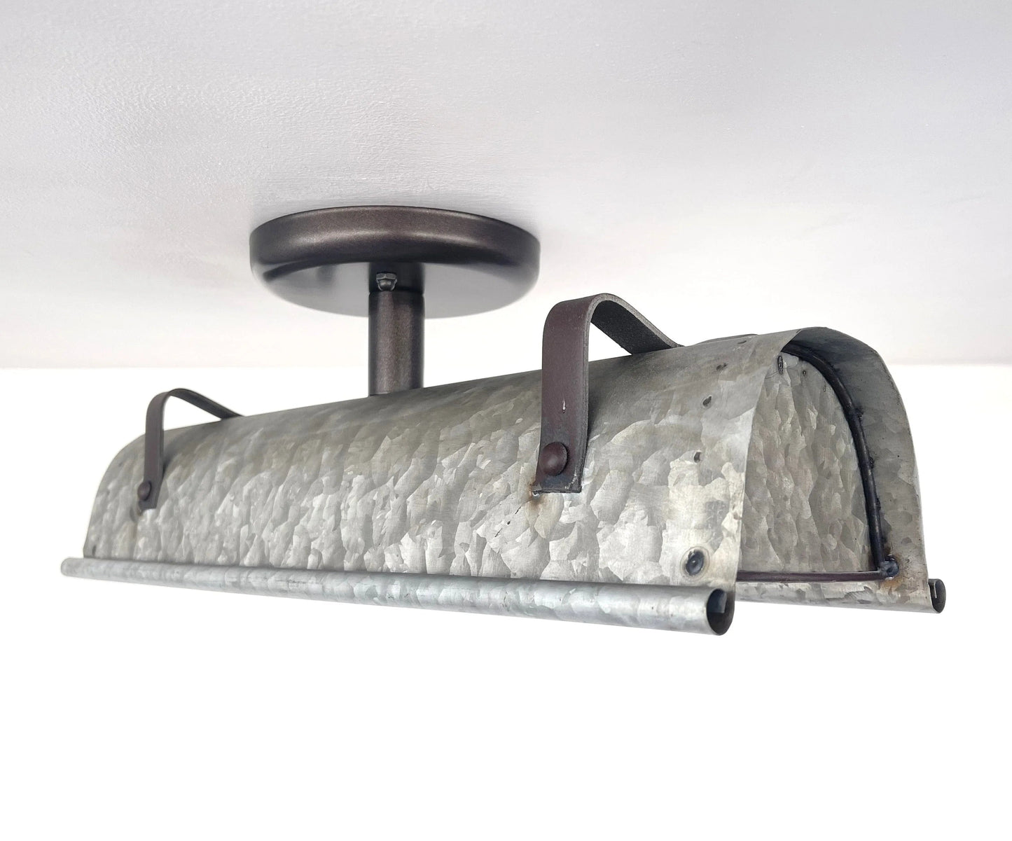 Galvanized Metal Farmhouse Ceiling Light | 17" Flush Mount