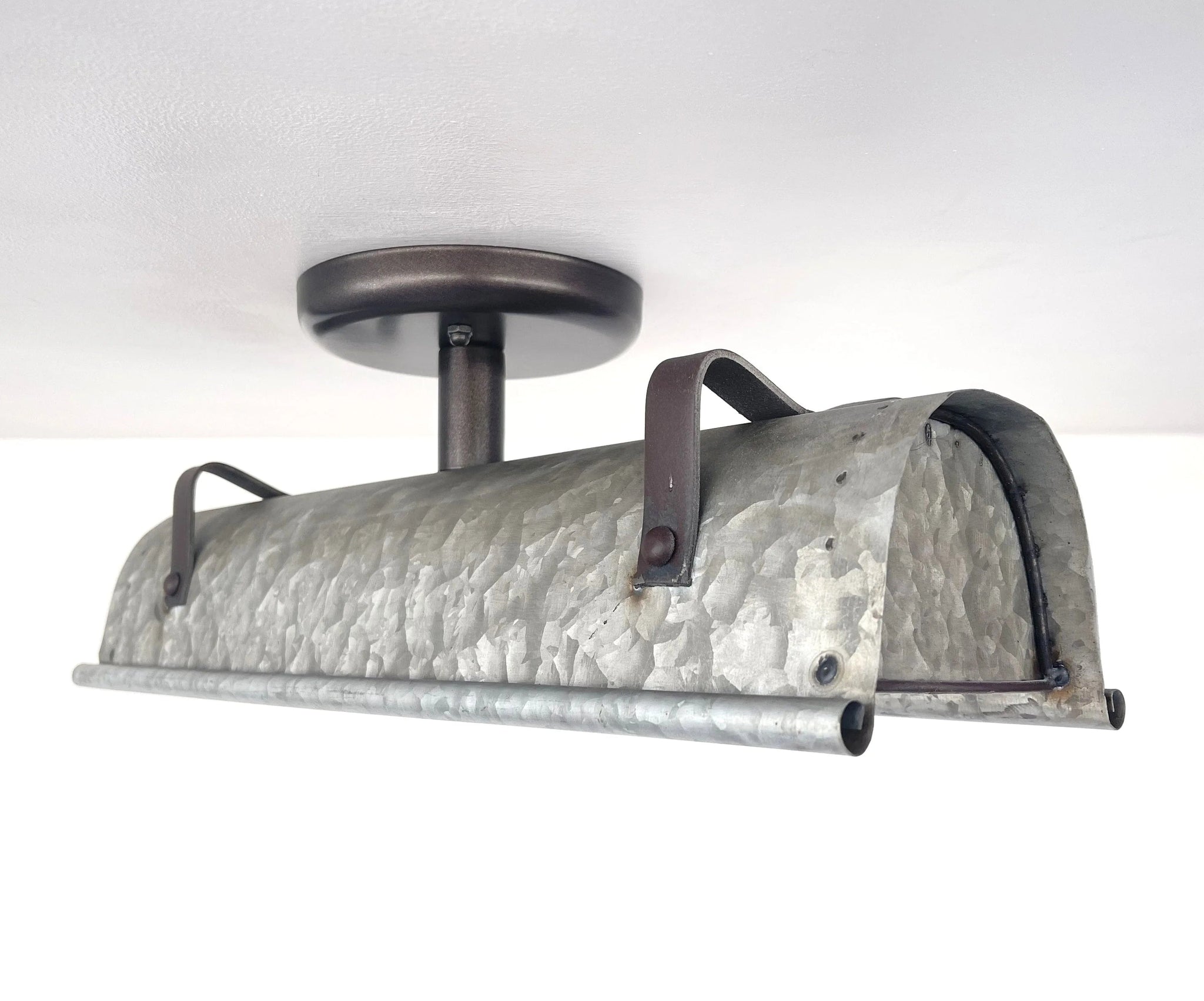 Galvanized Metal Farmhouse Ceiling Light | 17" Flush Mount