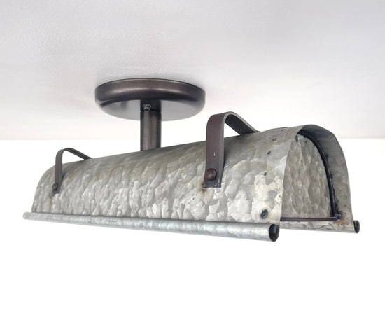 Galvanized Metal Farmhouse Ceiling Light | 17" Flush Mount