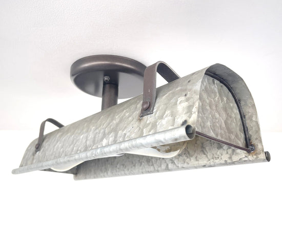 Galvanized Metal Farmhouse Ceiling Light | 17" Flush Mount