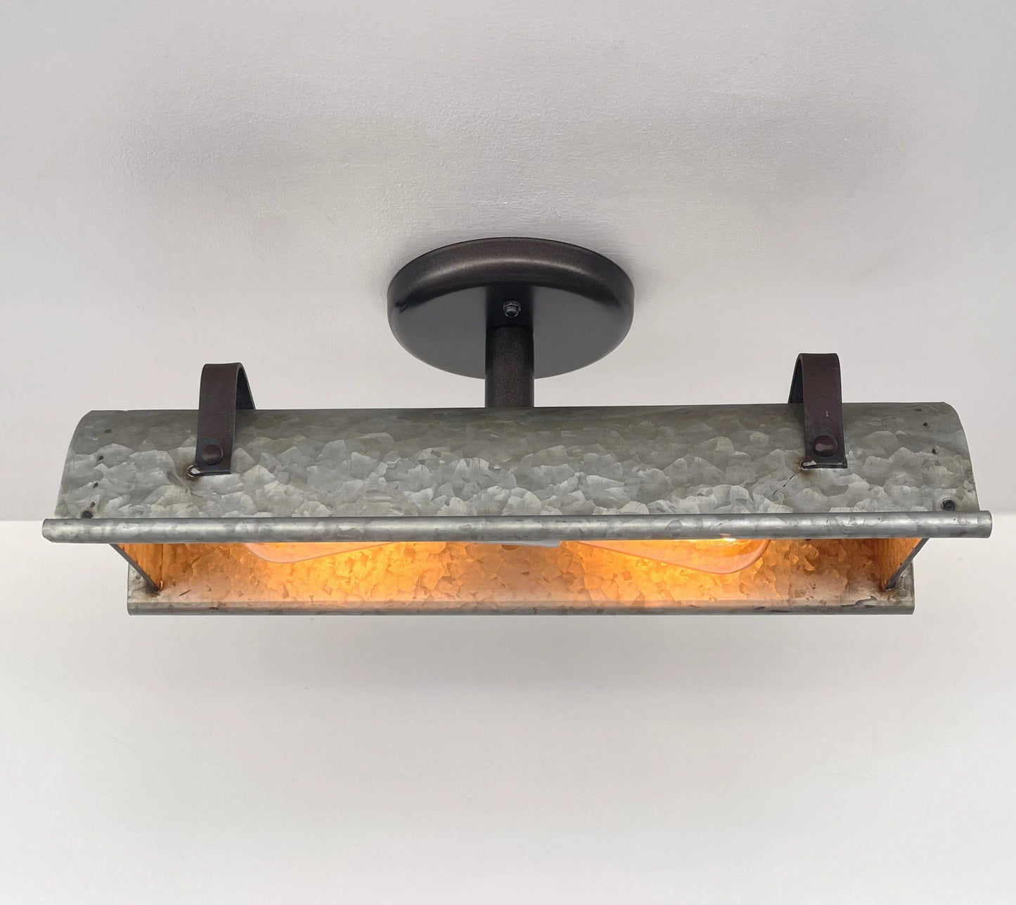 Galvanized Metal Farmhouse Ceiling Light | 17" Flush Mount