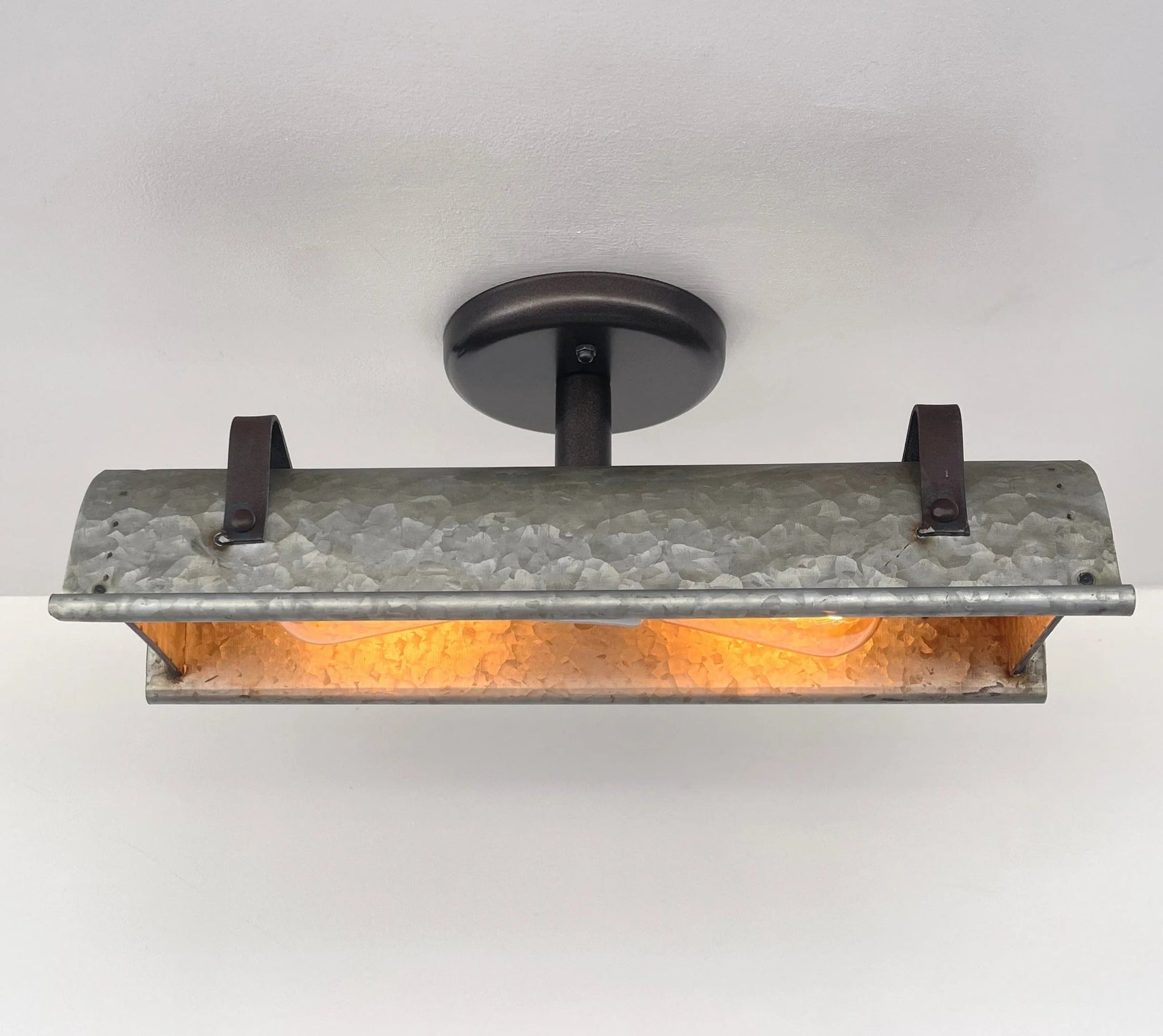Galvanized Metal Farmhouse Ceiling Light | 17" Flush Mount