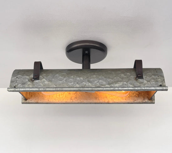 Galvanized Metal Farmhouse Ceiling Light | 17" Flush Mount