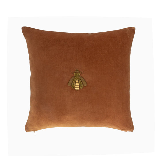 Golden Bee Silk Velvet Throw Pillow Cover, 20 x 20