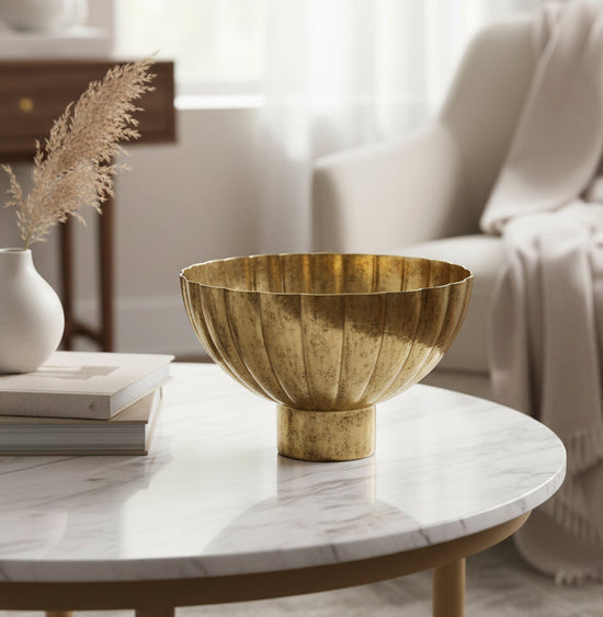 Golden Shine Footed Bowl, 2 Size Options