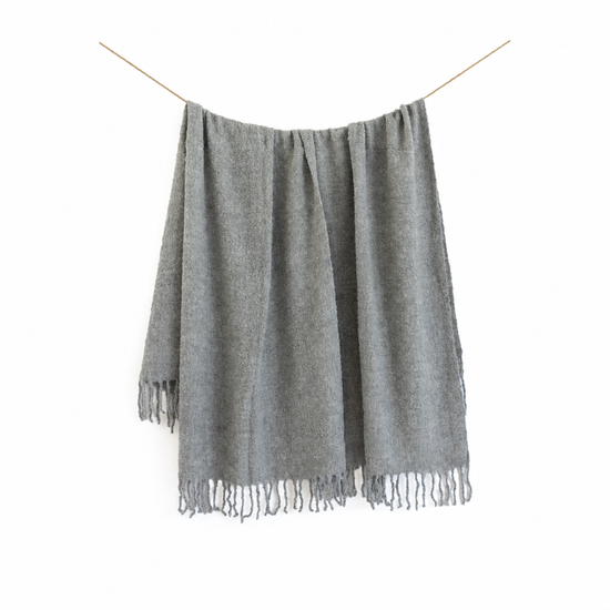 Handloomed Alpaca Bouclé Throw Blanket | Graphite | Made in Peru