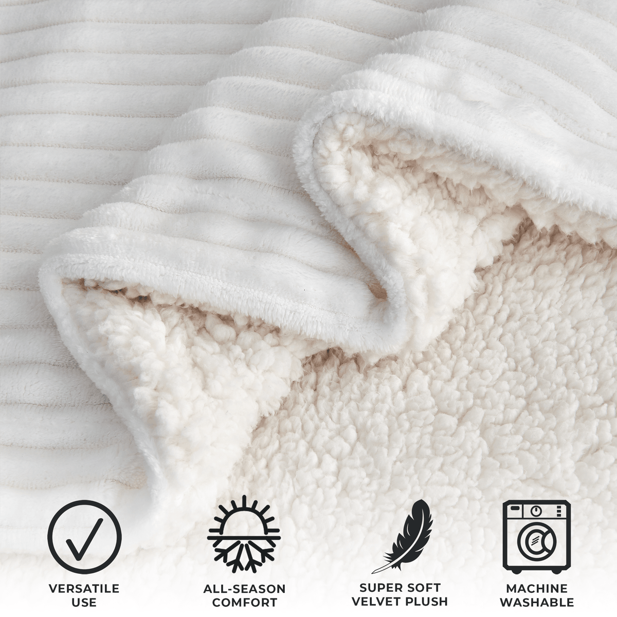 Ribbed Sherpa Throw Blanket - Corduroy Collection