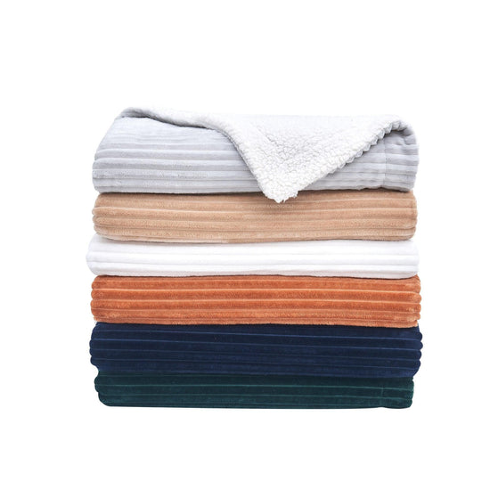 Ribbed Sherpa Throw Blanket - Corduroy Collection