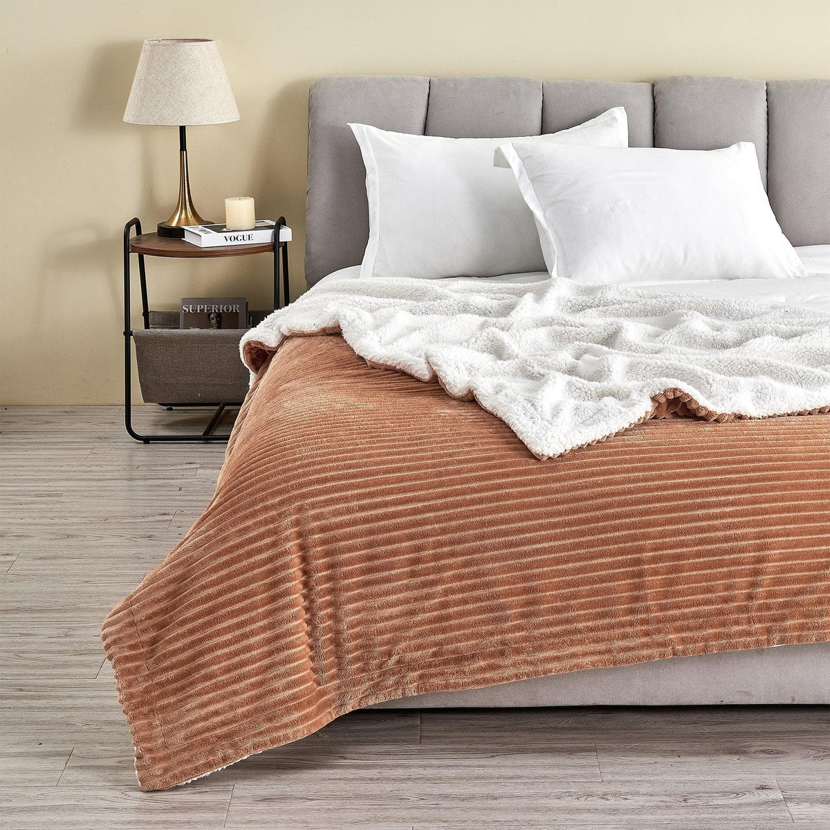 Ribbed Sherpa Throw Blanket - Corduroy Collection