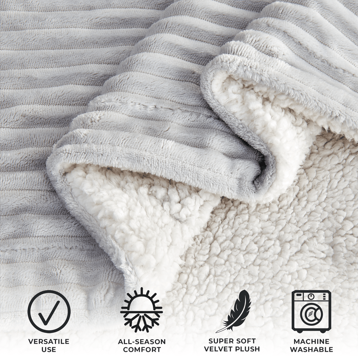 Ribbed Sherpa Throw Blanket - Corduroy Collection