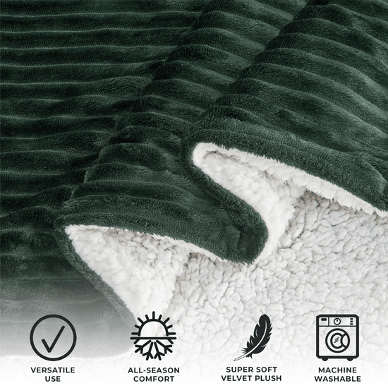 Ribbed Sherpa Throw Blanket - Corduroy Collection