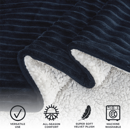 Ribbed Sherpa Throw Blanket - Corduroy Collection