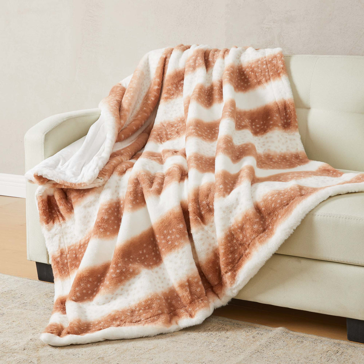 Faux Fur Printed Throw Blanket - Aaliyah Collection