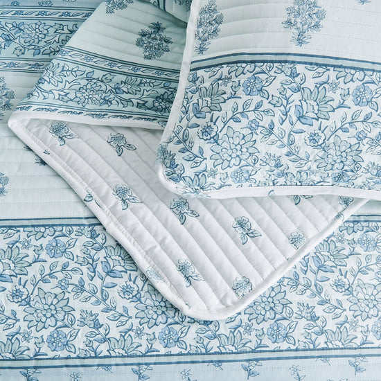Floral Striped Microfiber Quilt Set - Hermine Collection