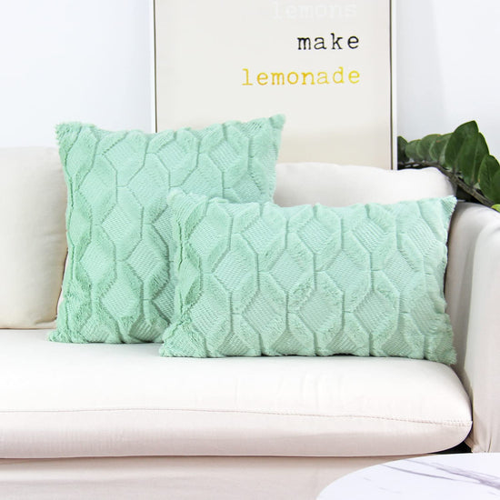 Pack of 2 bundle One 18"x18" with a matching color of one 12"x20" Square and rectangle combo set throw pillow covers with inserts