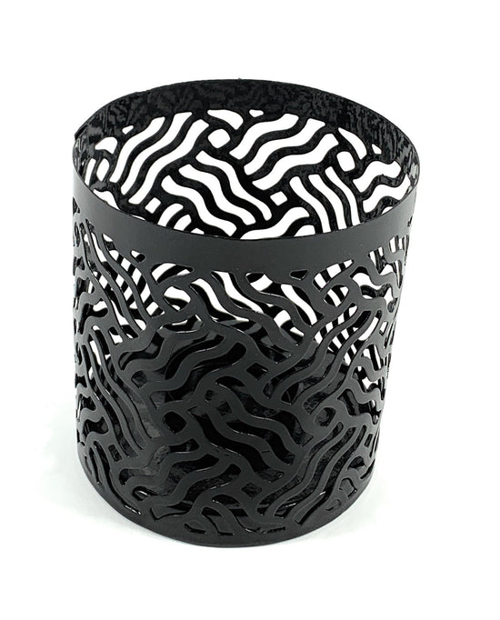 Vibhsa Votive Candle Holders | Set of 2, Black, Laser-Cut Design