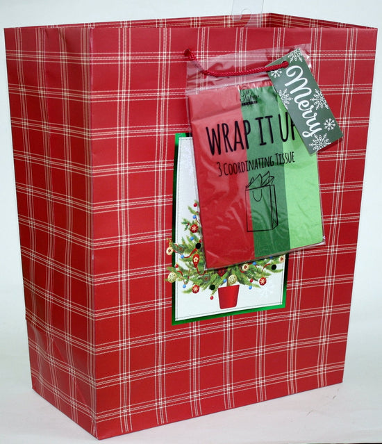 Traditional Gift Bag With Matching Tissue - Holiday Cheer Large