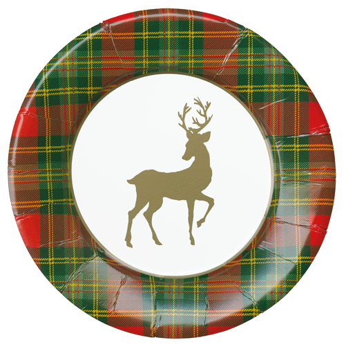 Reindeer Tartan Red Salad / Dessert Plate