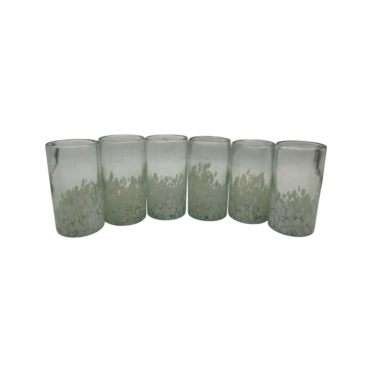Hand-Blown Mexican Highball Glass | White & Clear Artisan Design