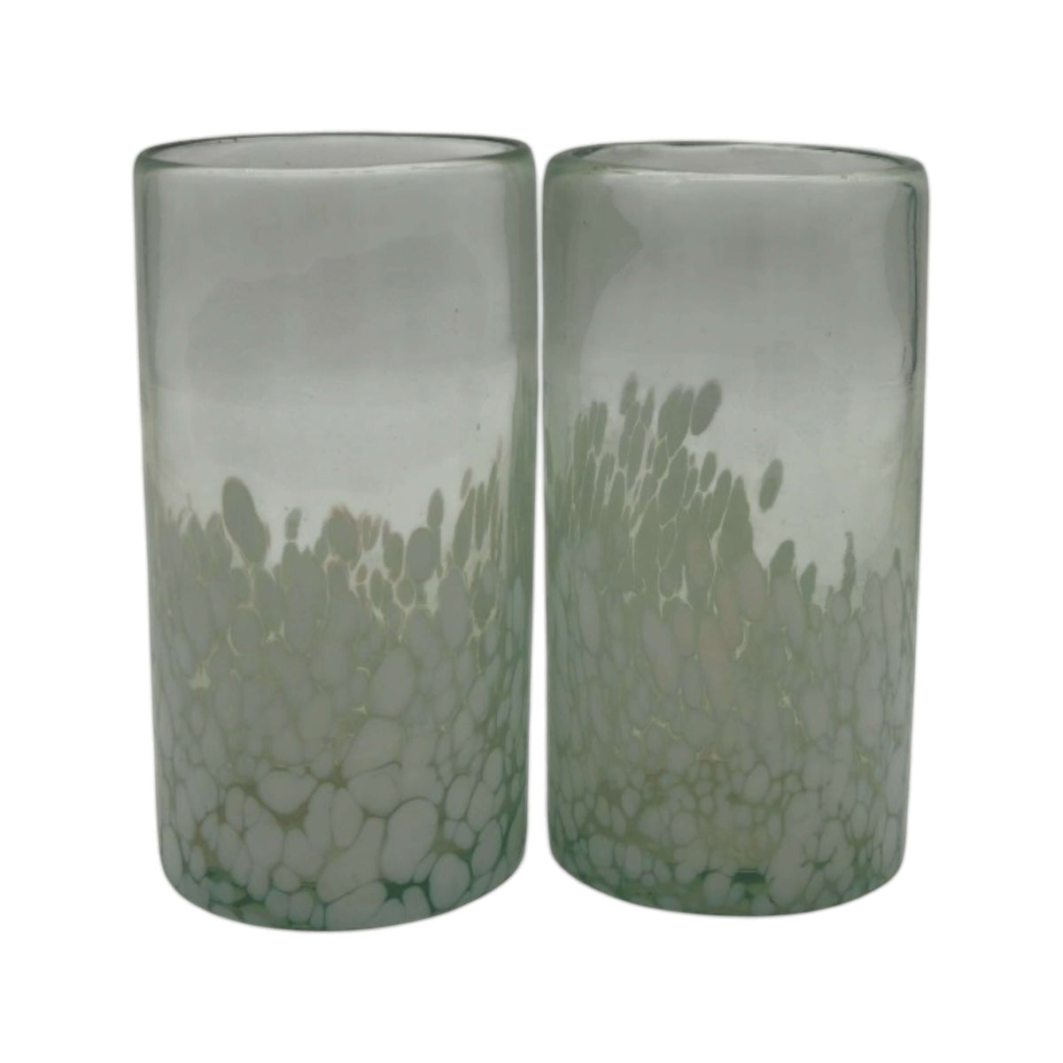 Hand-Blown Mexican Highball Glass | White & Clear Artisan Design