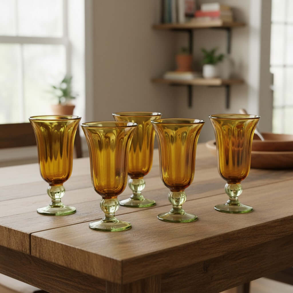 Hand-Blown Mexican Sundae Glass | Amber Rustic Design