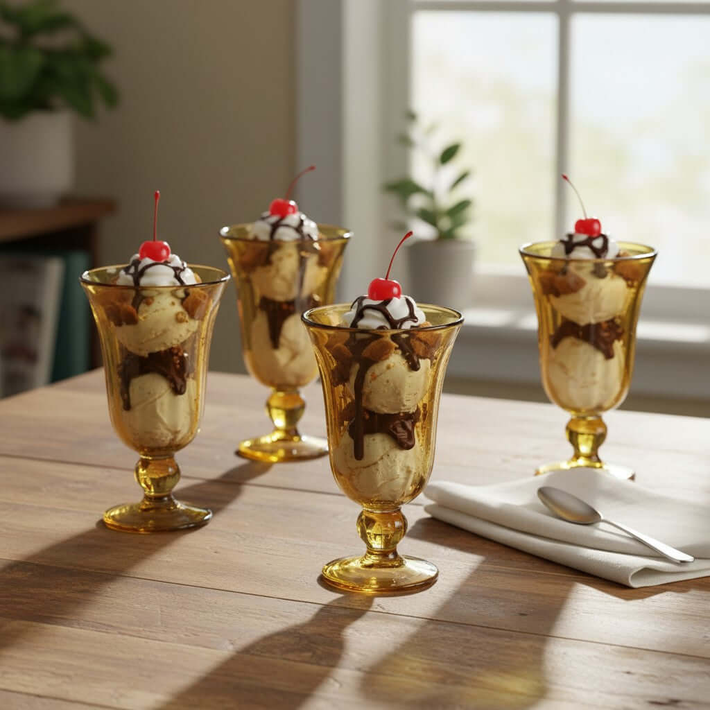 Hand-Blown Mexican Sundae Glass | Amber Rustic Design