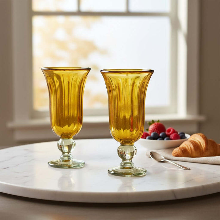 Hand-Blown Mexican Sundae Glass | Amber Rustic Design