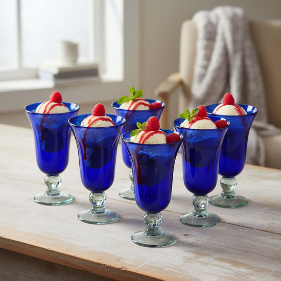 Hand-Blown Mexican Sundae Glass | Cobalt Blue Elegance