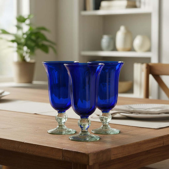 Hand-Blown Mexican Sundae Glass | Cobalt Blue Elegance