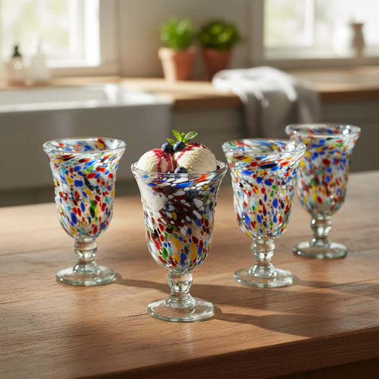 Hand-Blown Mexican Sundae Glass | Confetti Rock Design