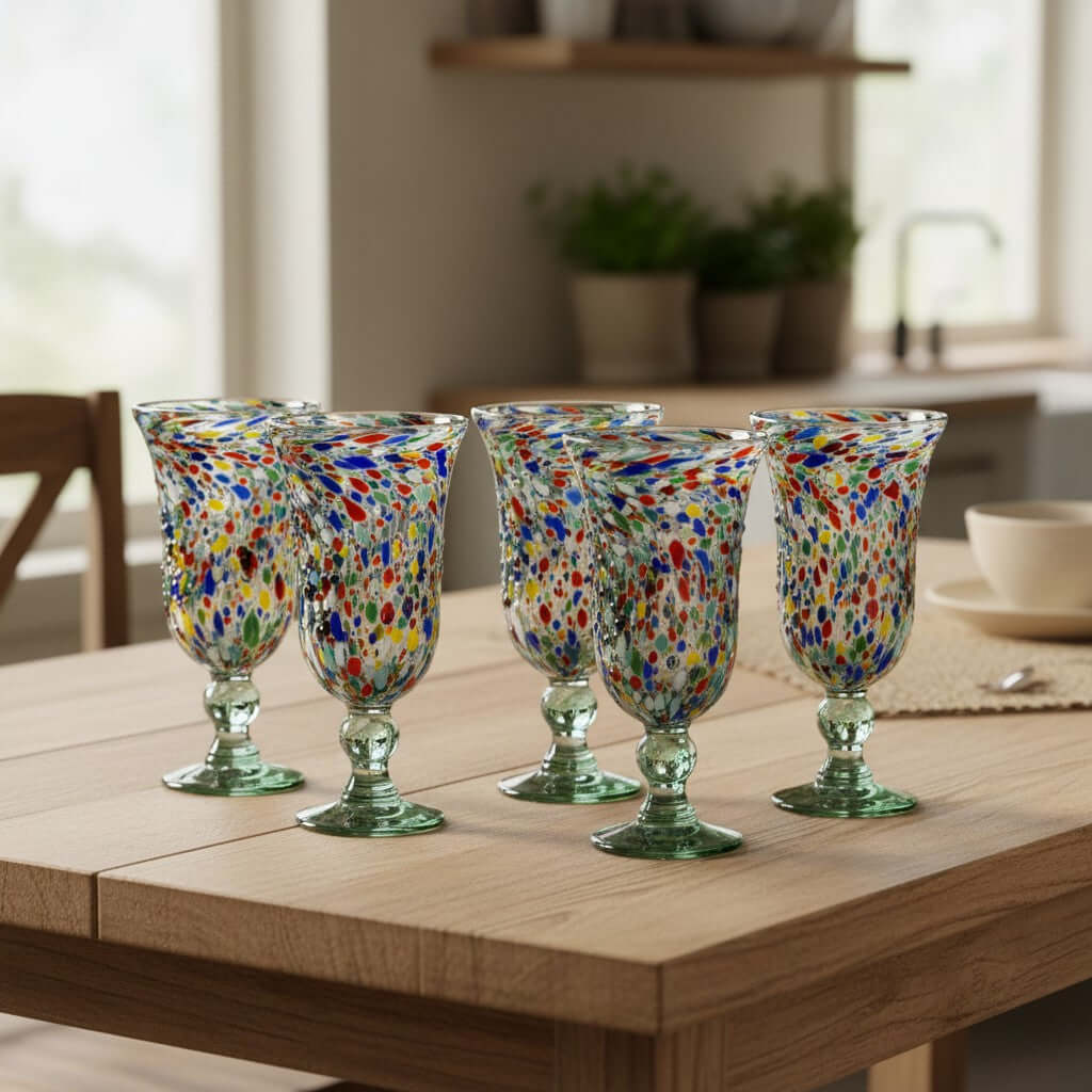 Hand-Blown Mexican Sundae Glass | Confetti Rock Design