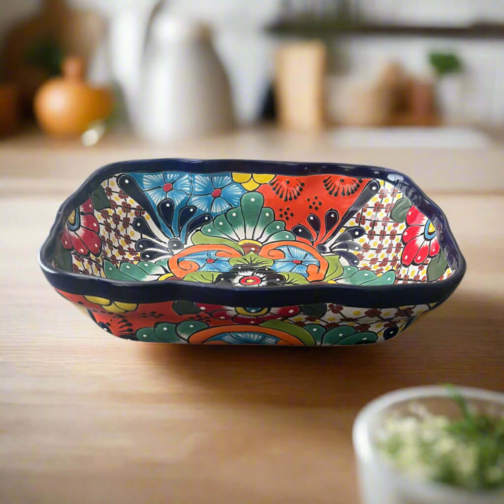 Large Talavera Serving Dish | Hand-Painted Mexican Ceramic Bowl