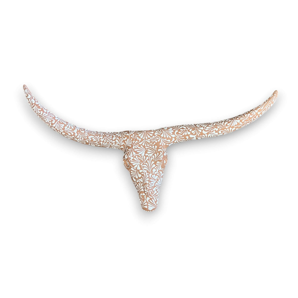 Terracotta Longhorn Wall Art | Hand-Painted Mexican Bull Skull