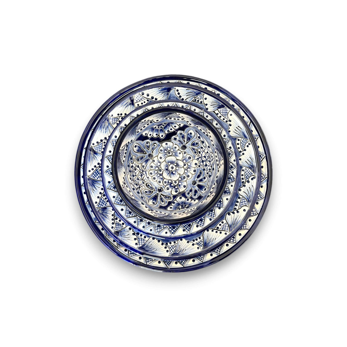 Talavera Dinnerware Set | 20-Piece Blue & White Tableware for 4