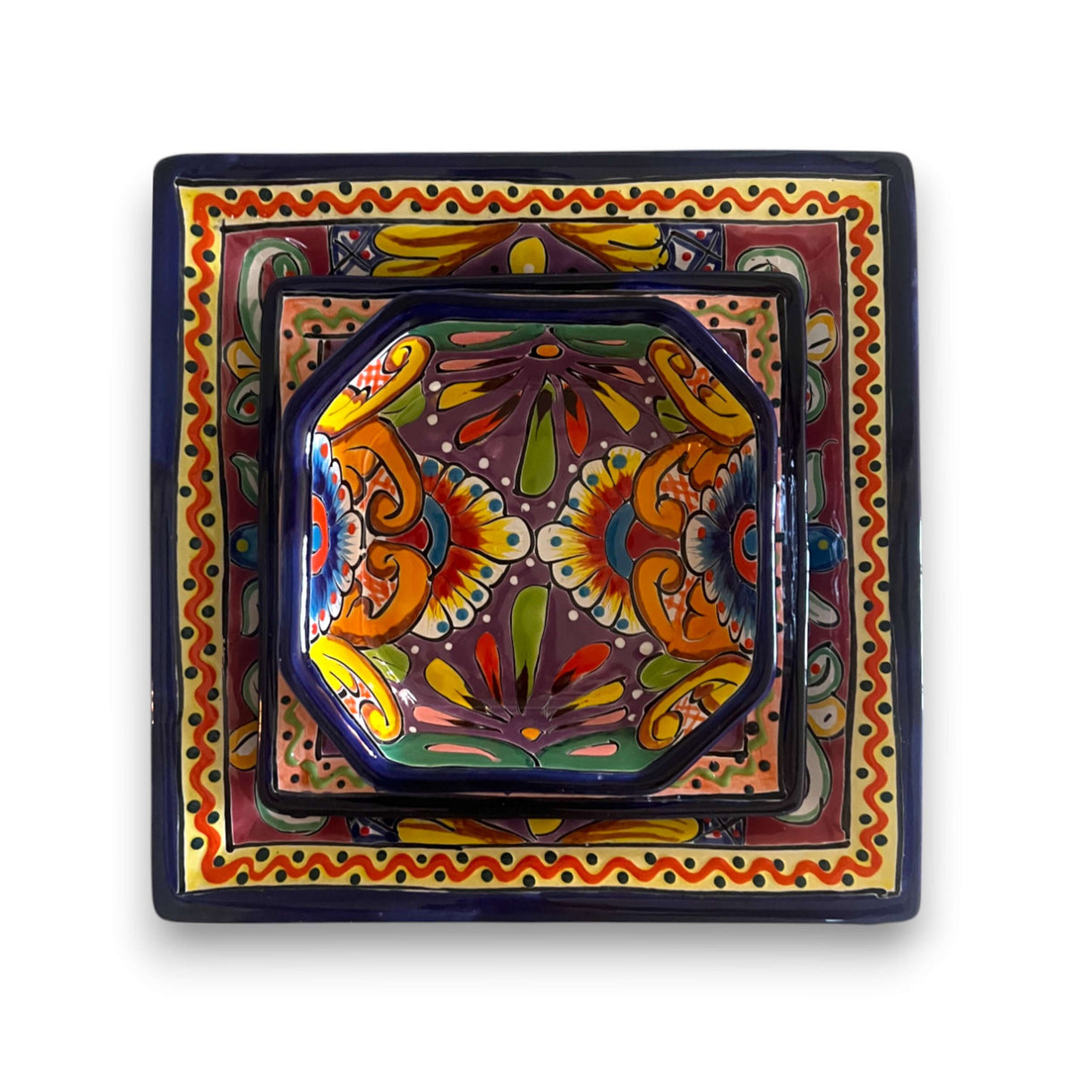 Talavera Square Dinnerware Set | 16-Piece Mexican Pottery Set