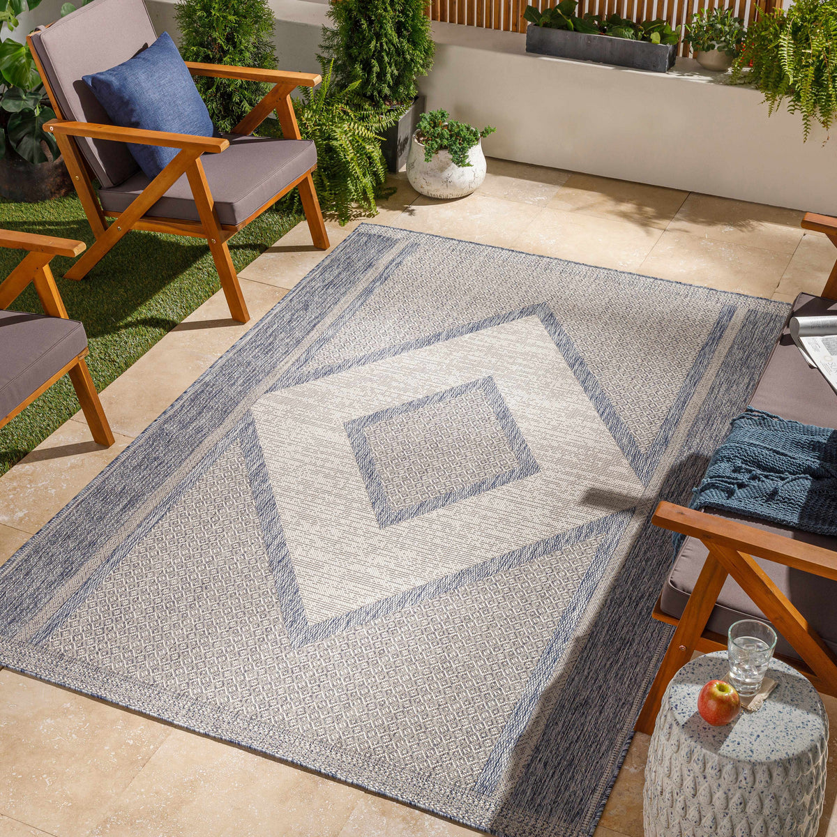 Hazar Gray Outdoor Area Rug - Clearance