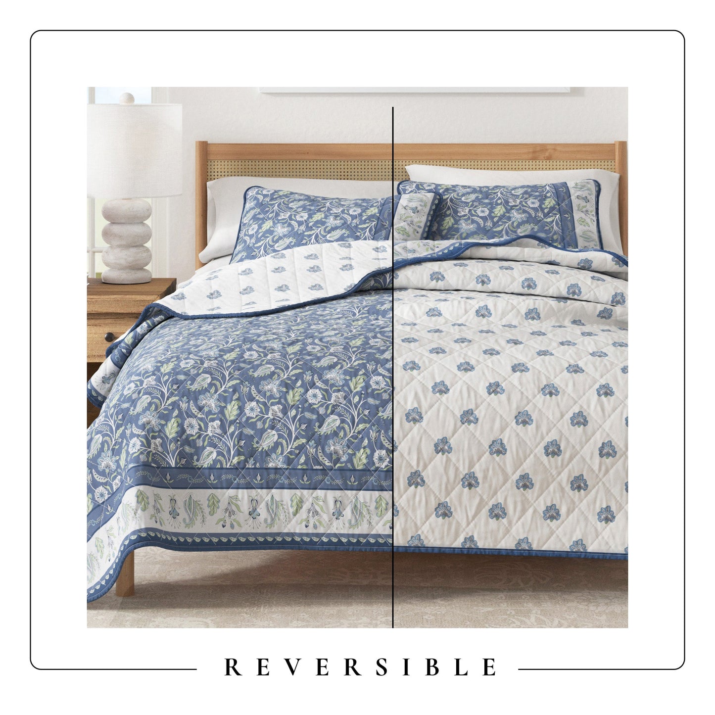 Floral Boho Printed Cotton Quilt Set - Indira Collection