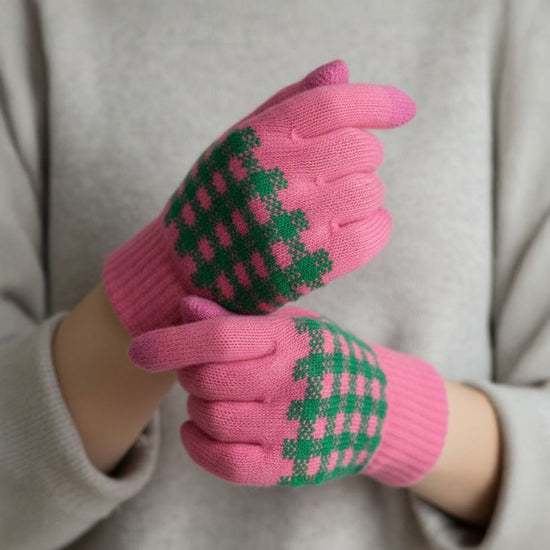 Holiday Plaid Pattern Smart Touch Winter Gloves