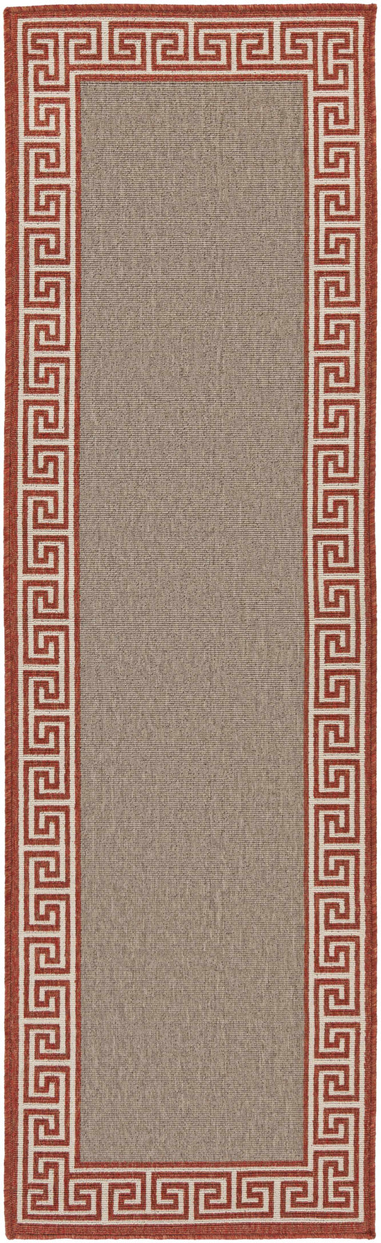 Houtz Red Border Greek Outdoor Rug - Clearance